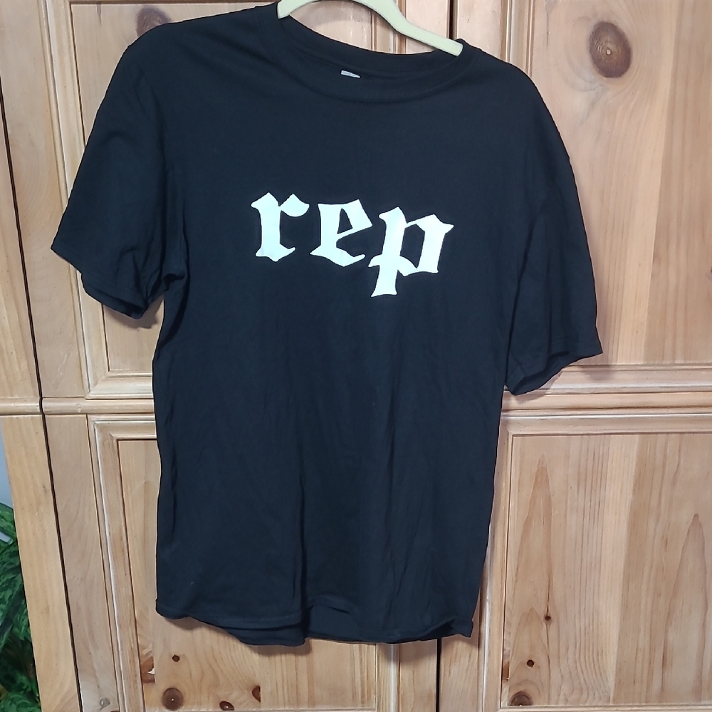 Gildan Black Tee with White Graphic